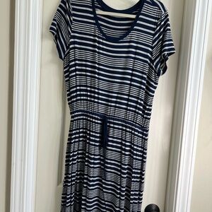 Navy and White Striped Dress